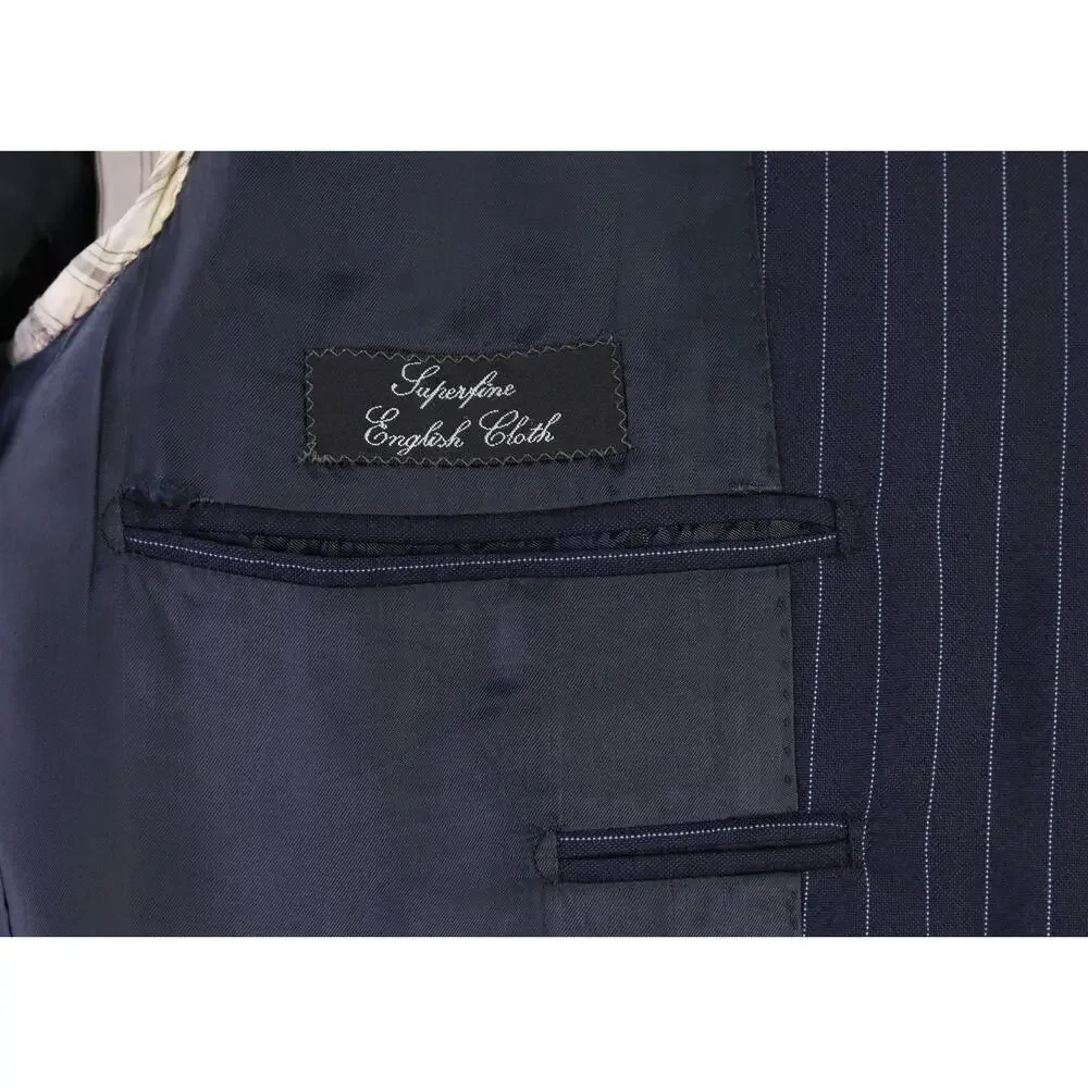Sartoria Parma Beams F by Caruso Navy Blue Pinstripe 2-Btn Wool Suit 38R